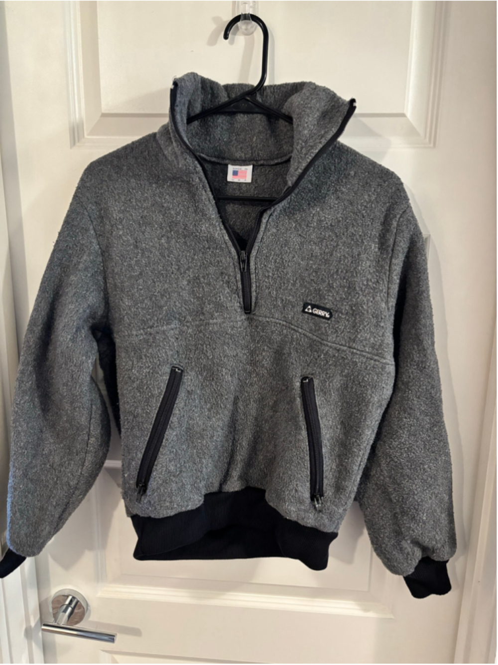 Women's Vintage GERRY Heather Grey 80s Made In USA Half Zip Deep Pile Fleece